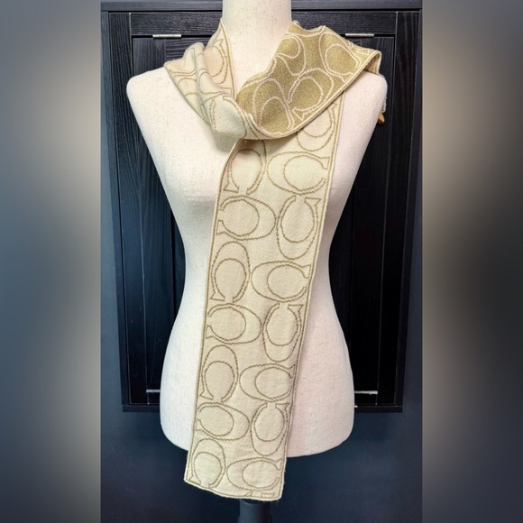 COACH Merino Wool scarf Gold/Ivory - Picture 1 of 7